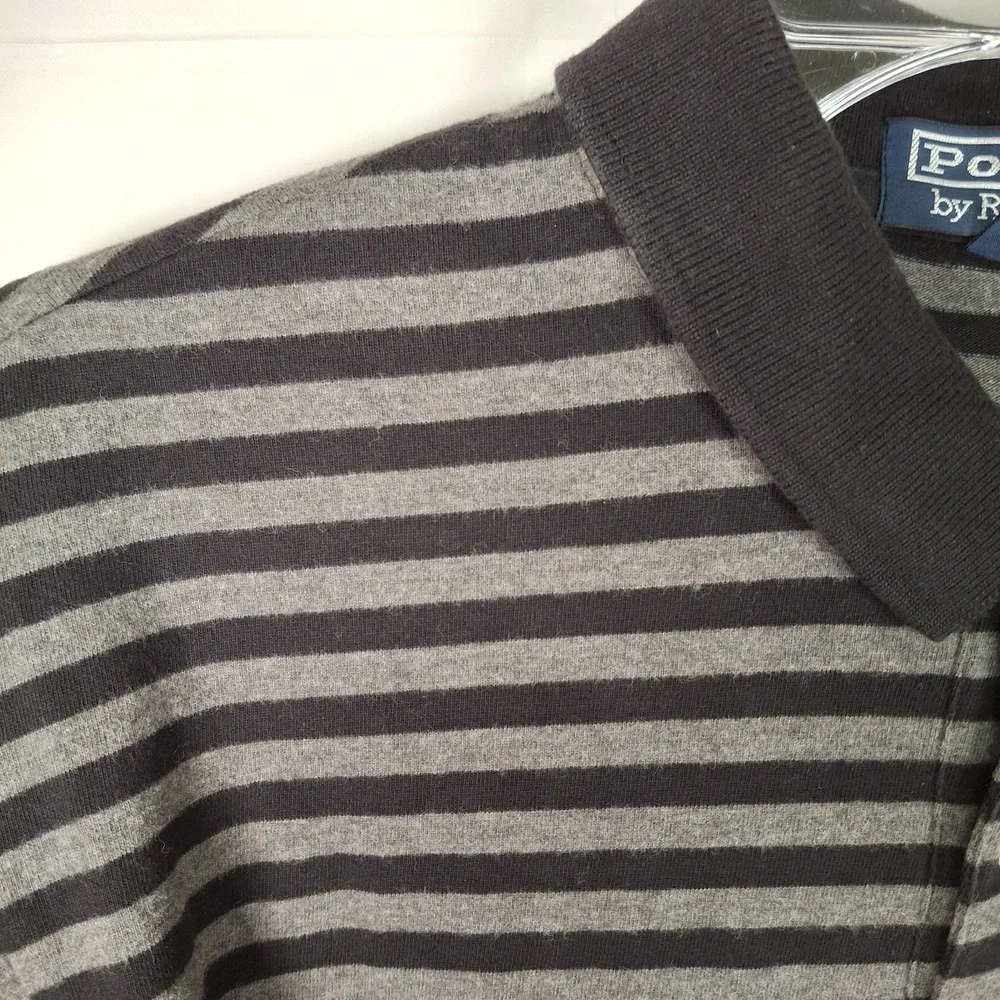 Polo by Ralph Lauren Men's Long Sleeve Striped Polo - Black & Gray